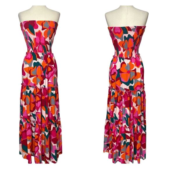 Abel the Label Dresses & Skirts - Anthropologie Abel the Label Strapless Maxi‎ Dress Tiered Smocked Multi Large